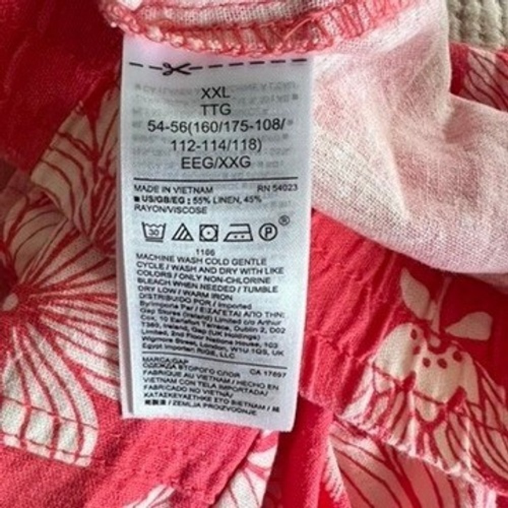 Gap Women XXL‎ Red Orange Floral Linen Blend Pull On Shorts Tropical Summer - Picture 9 of 9